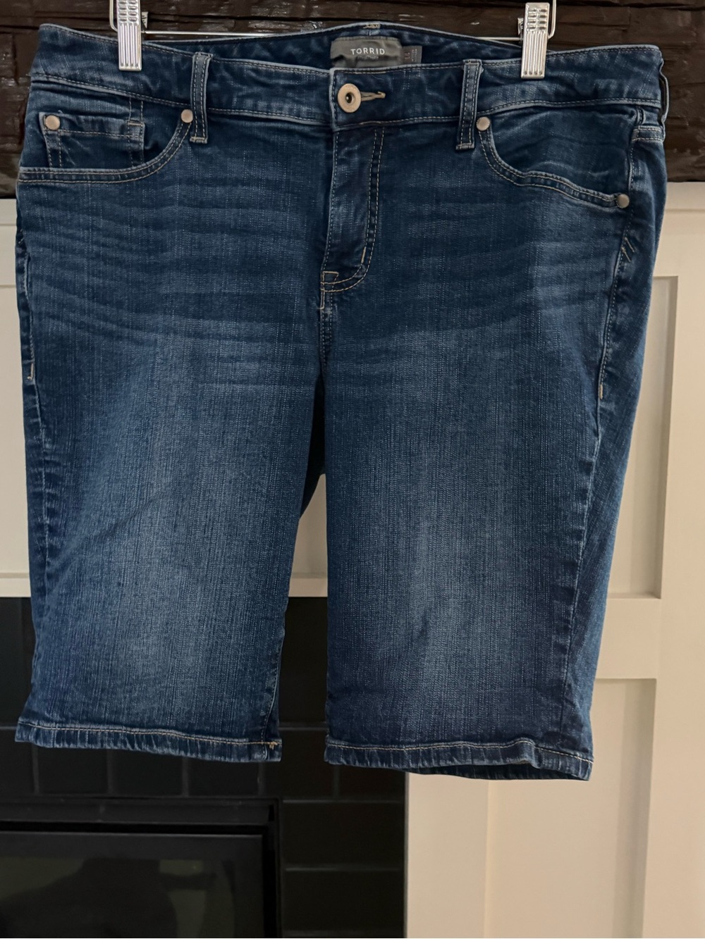 Torrid Size 14 Medium Wash Denim Bermuda Shorts
